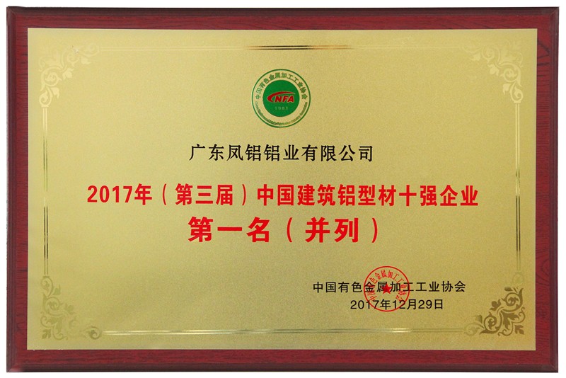 China's top 20 construction aluminium profile enterprises first